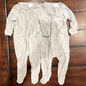 2 Boody bamboo long sleeve footie onesies